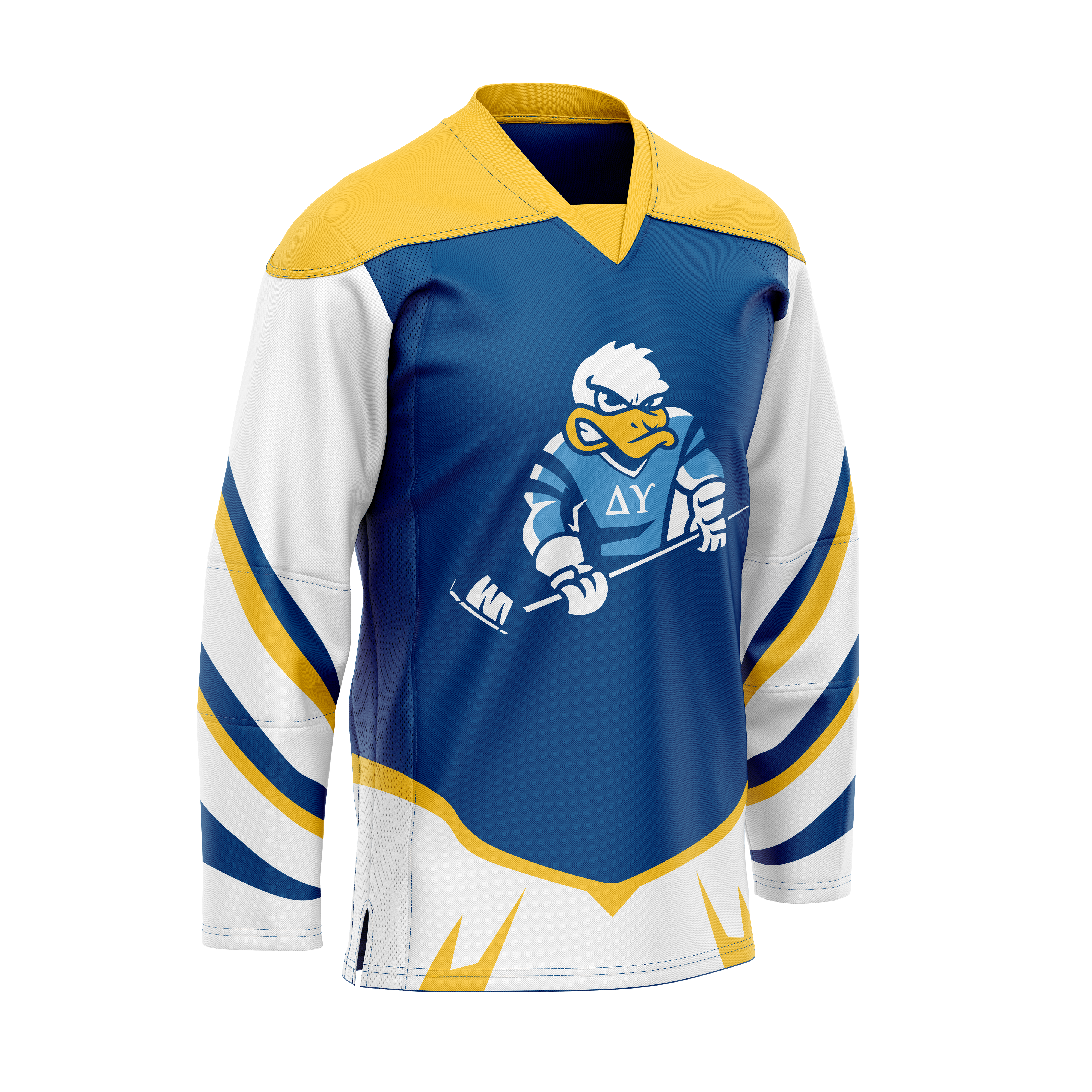 Ice Hockey V- Neck Jersey Blue White