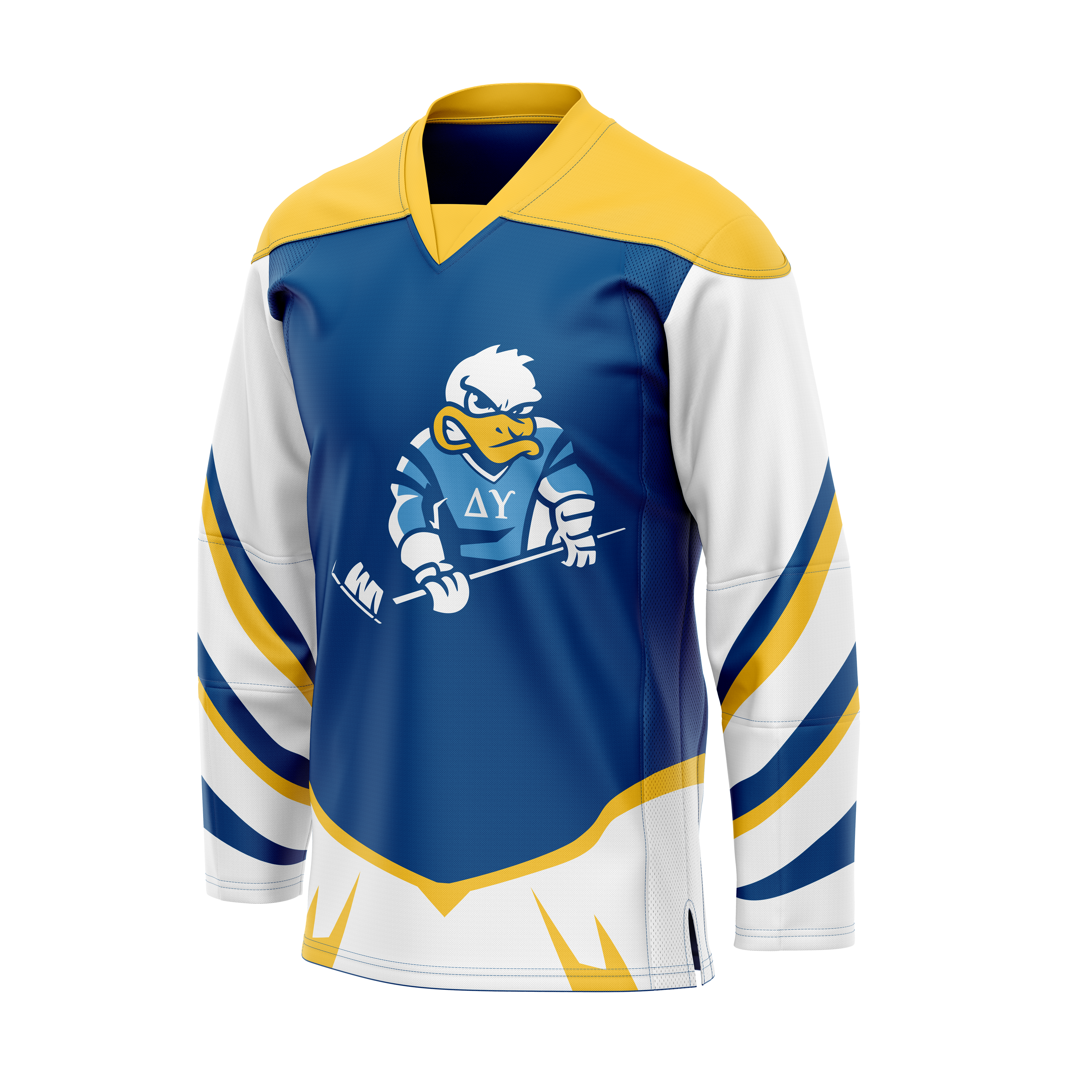 Ice Hockey V- Neck Jersey Blue White