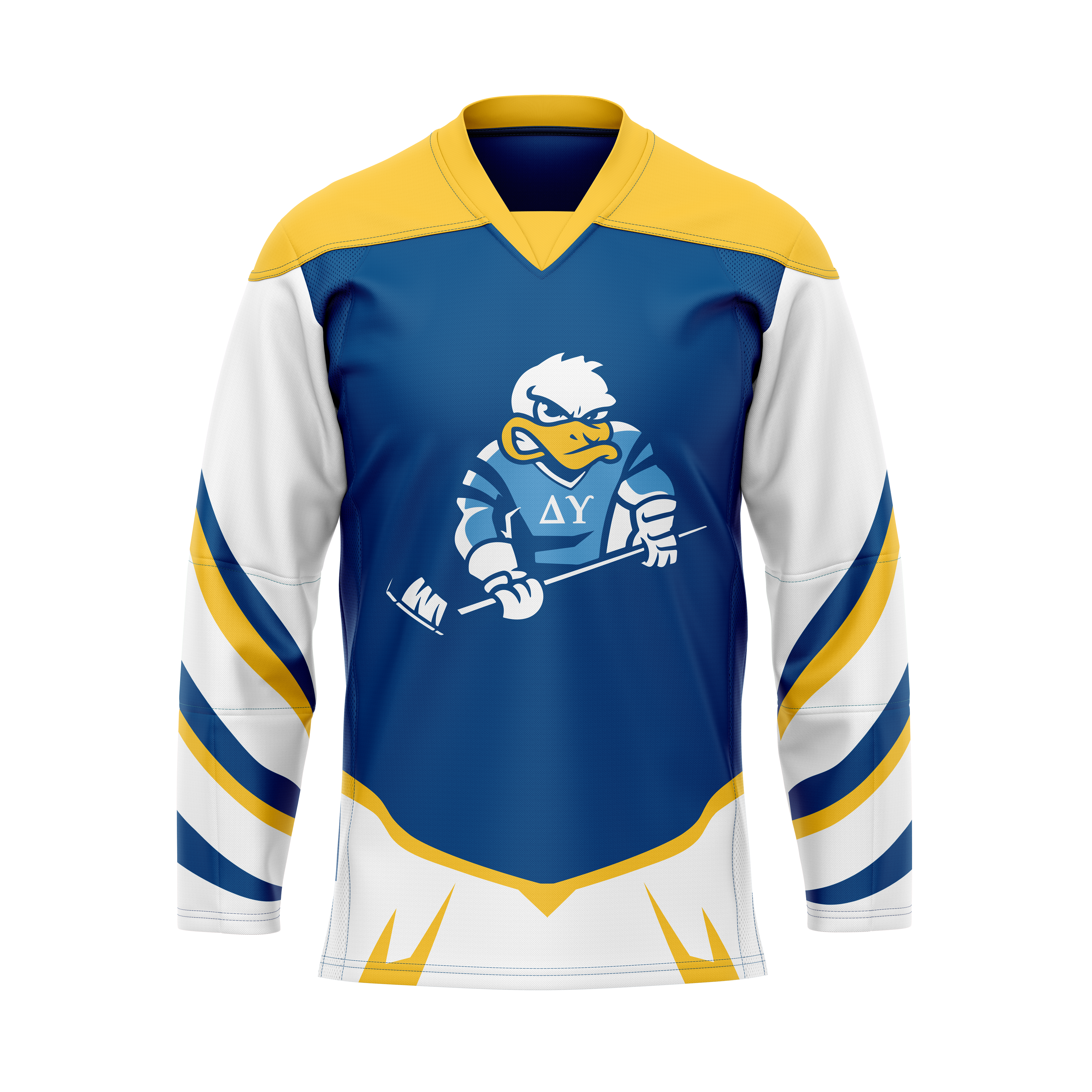 Ice Hockey V- Neck Jersey Blue White