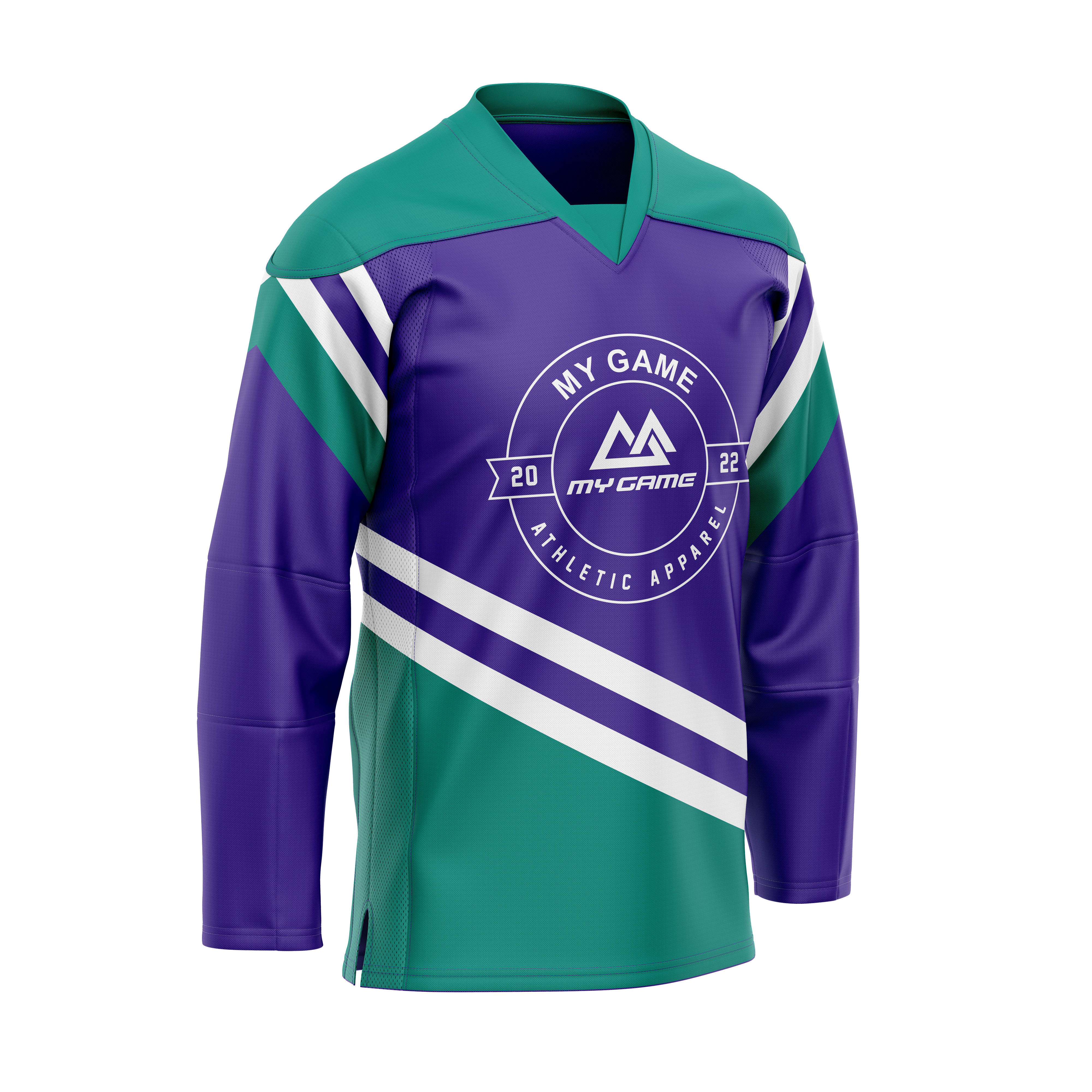 Ice Hockey V Neck Jersey Blue Green