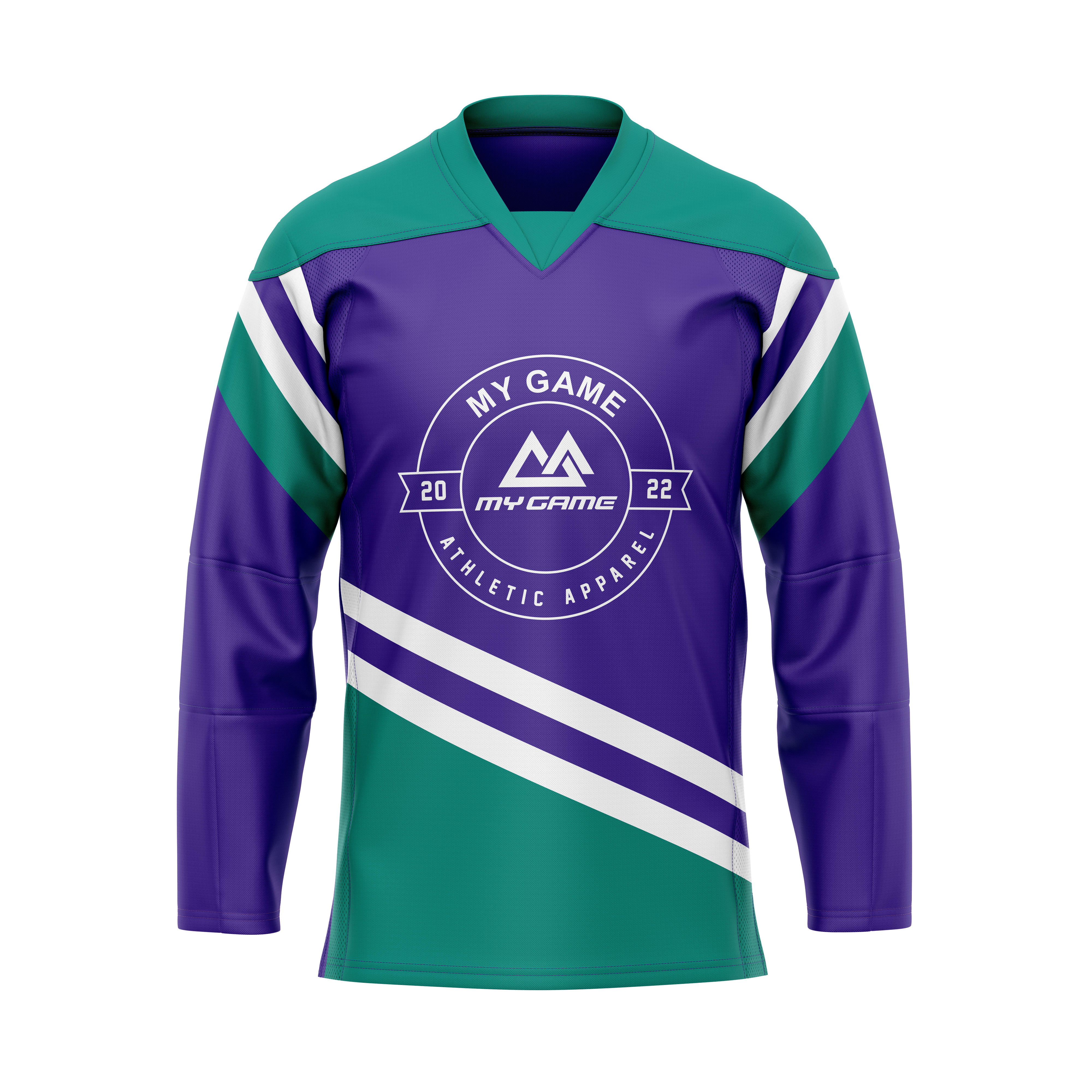 Ice Hockey V Neck Jersey Blue Green