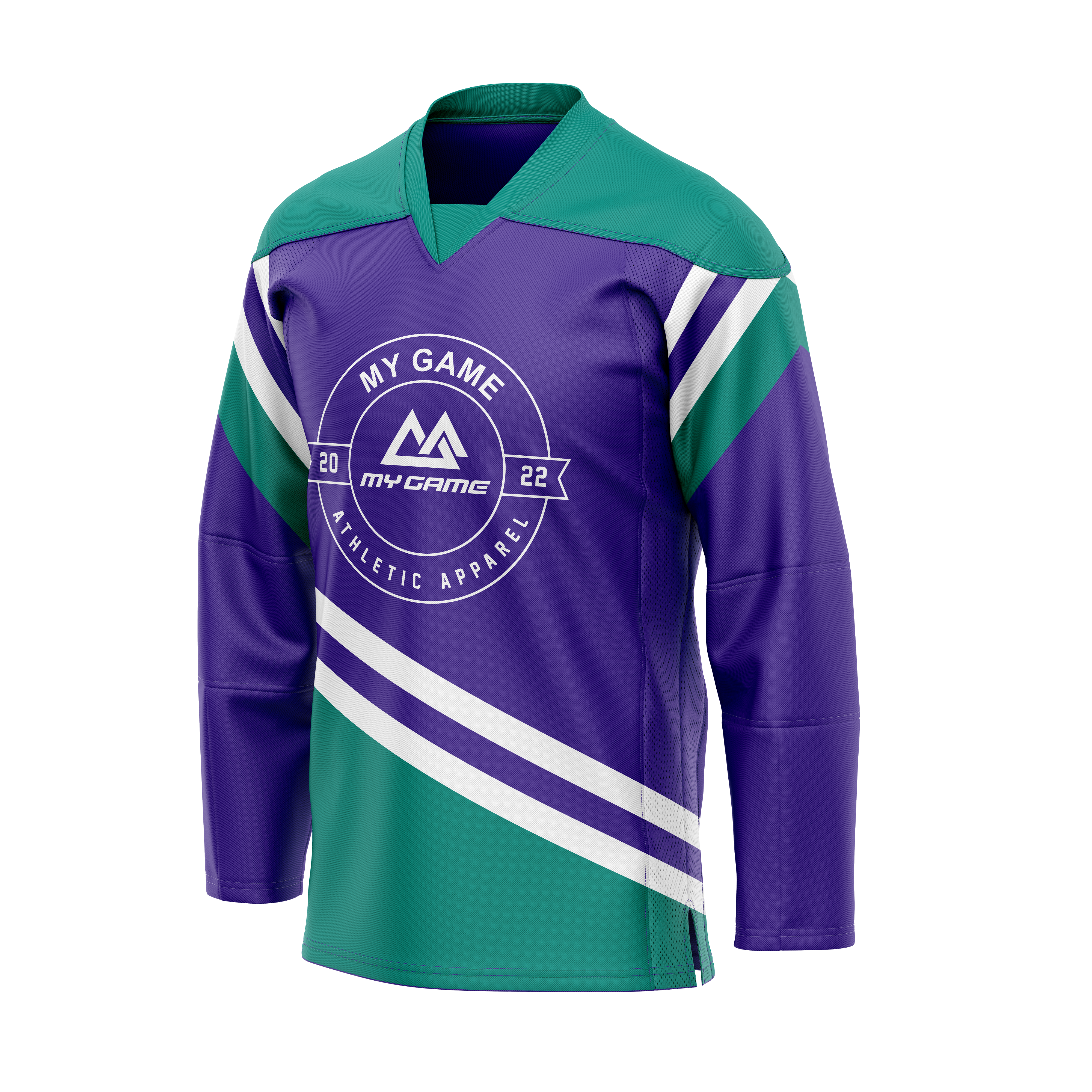 Ice Hockey V Neck Jersey Blue Green