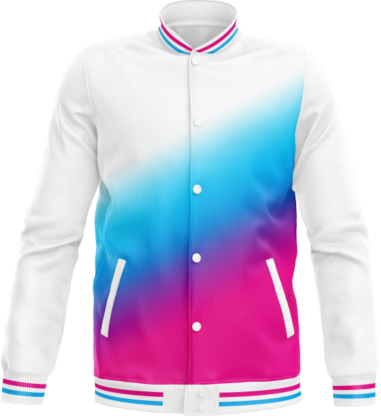 Satin Bomber Jacket Navy Blue Rainbow