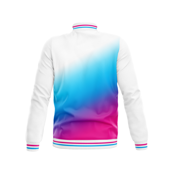 Satin Bomber Jacket Navy Blue Rainbow