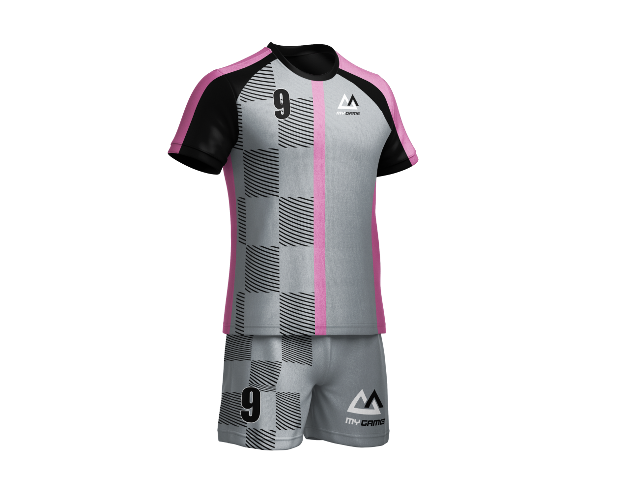 Soccer Uniform With Name and Numbers Gray and Black