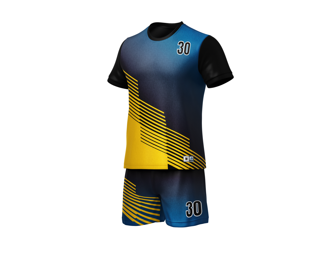 Soccer Uniform With Name and Numbers Blue and Yellow