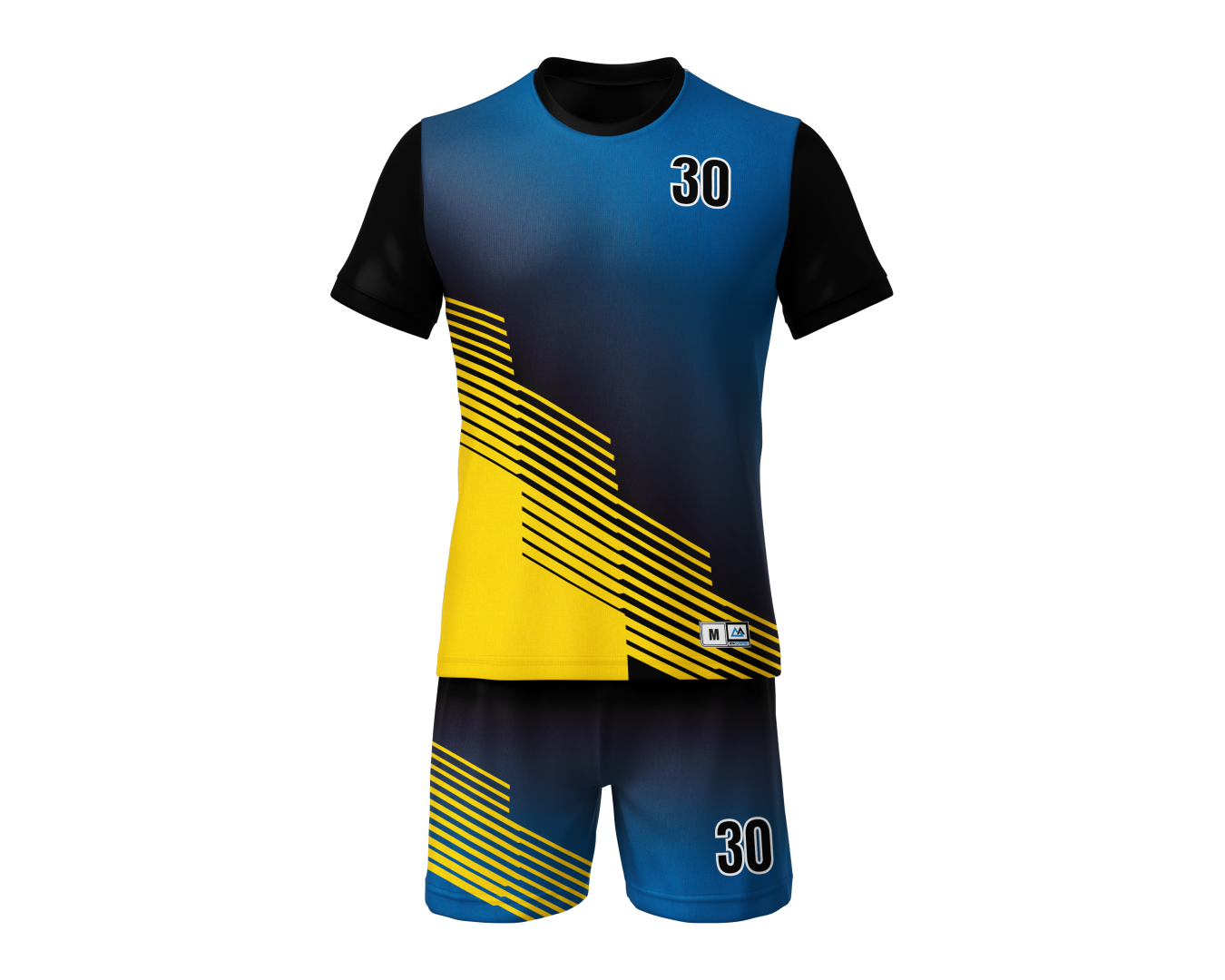 Soccer Uniform With Name and Numbers Blue and Yellow