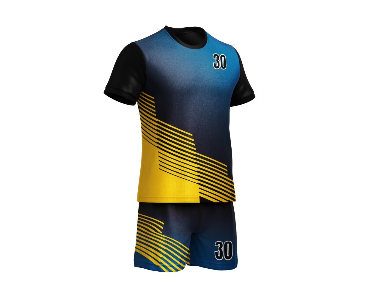 Soccer Uniform With Name and Numbers Blue and Yellow