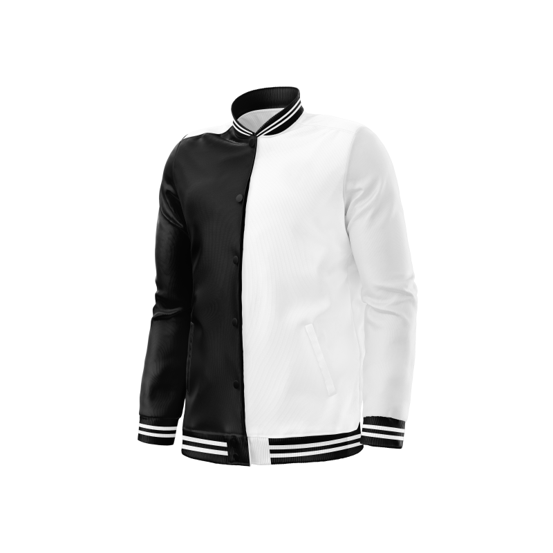 Satin Bomber Jacket Black White