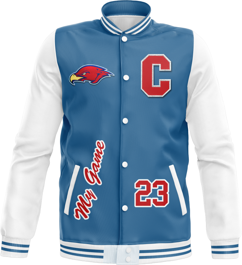 Varsity Wool Jacket White Blue