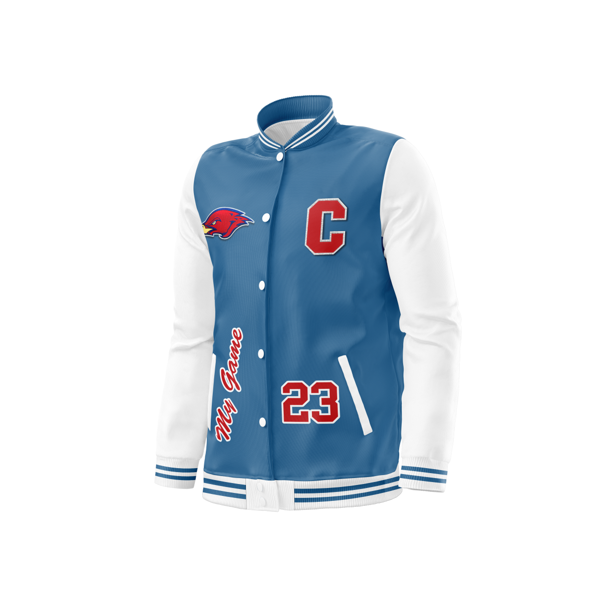 Varsity Wool Jacket White Blue