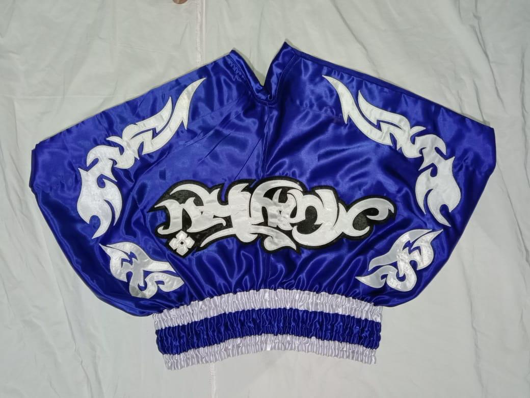 MUAY THAI SHORT BLUE & SILVER