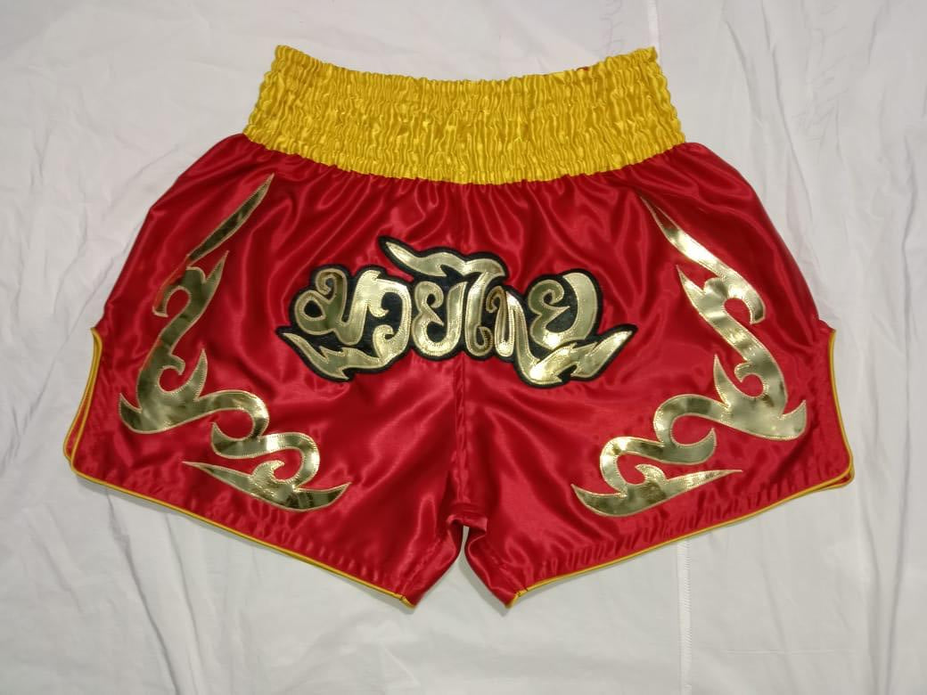 MUAY THAI SHORT RED & GOLDEN